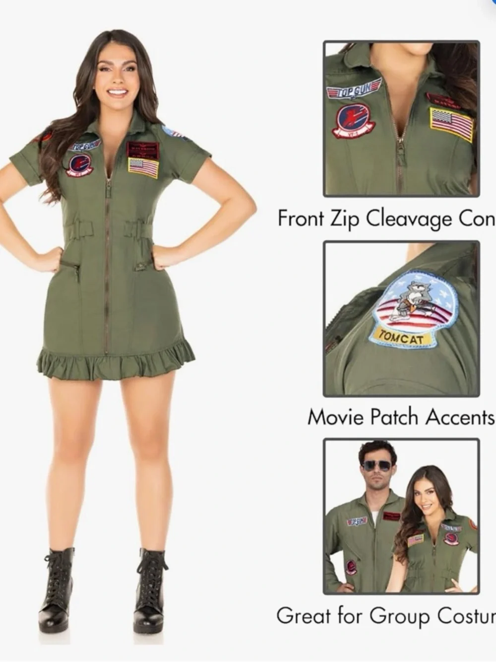 Leg Avenue womens Licensed Top Gun Flight Dress Costume/ size Large - Picture 7 of 12